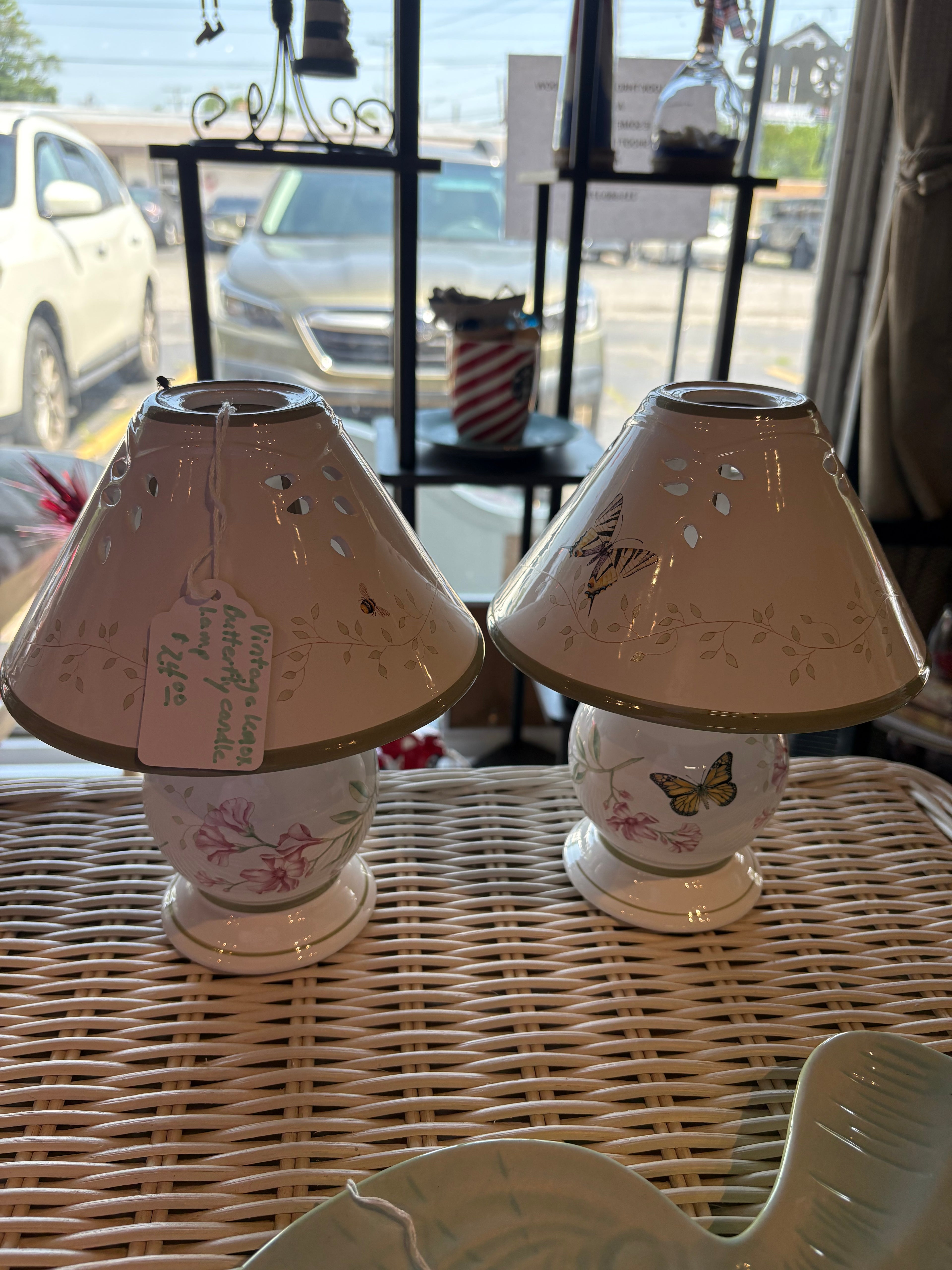 Vintage Lenox Butterfly Candle Lamp Set